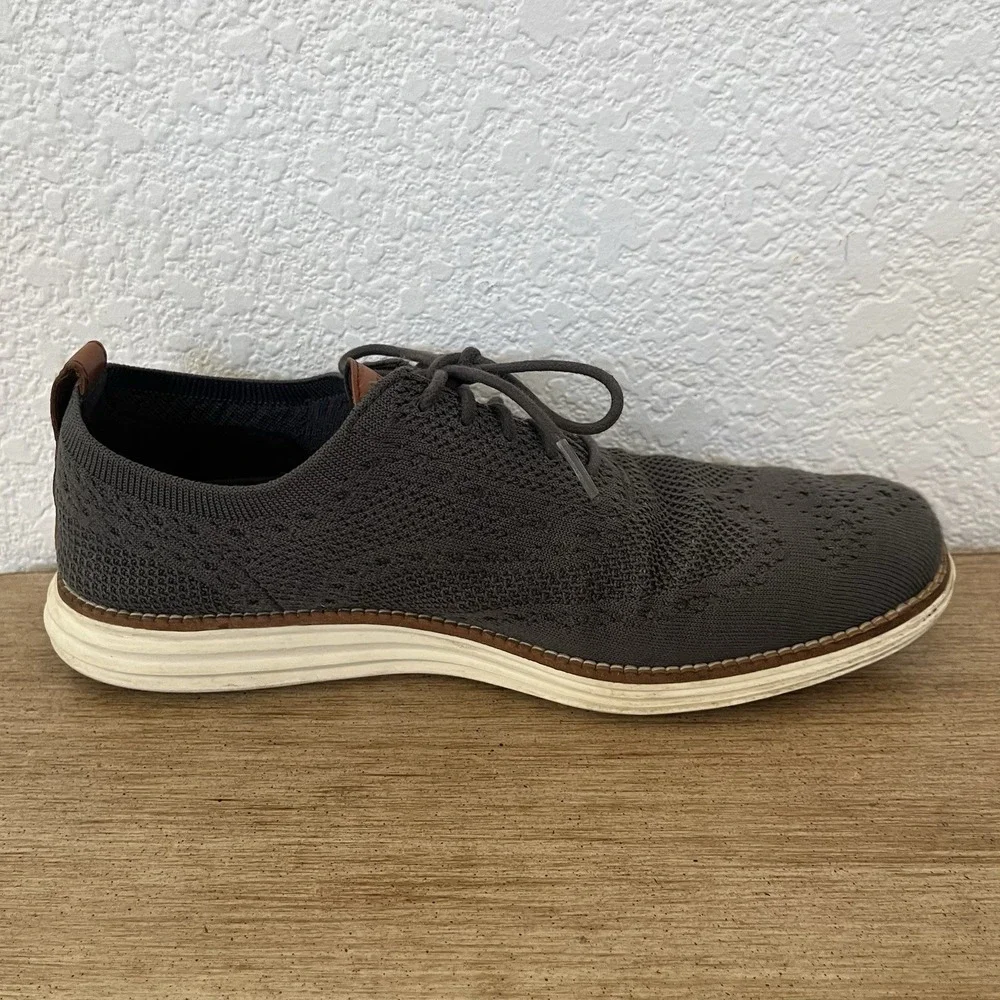 Cole Haan Original Grand Stitchlite Shoes Mens Sz 8.5 Gray Wingtip Oxford Dress